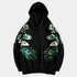 Peacock Embroidered Harajuku Hoodie with striking peacock patterns, perfect for casual wear.